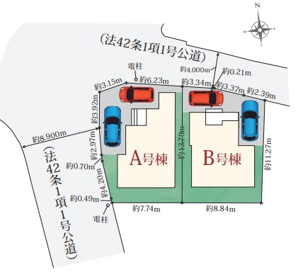 京都市北区上賀茂池端町　新築一戸建ての区画図|全2区画