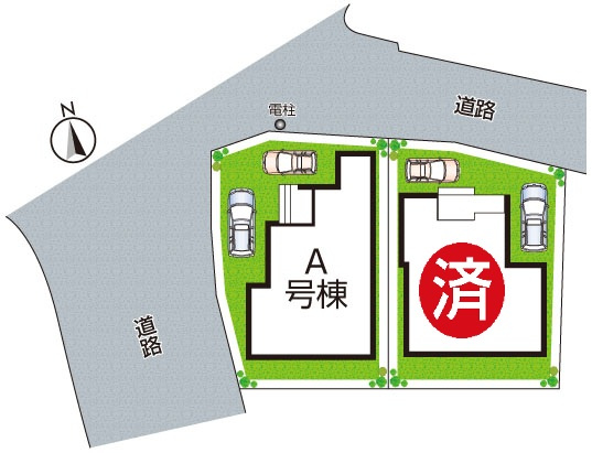 京都市北区上賀茂池端町　新築一戸建ての区画図|全2区画