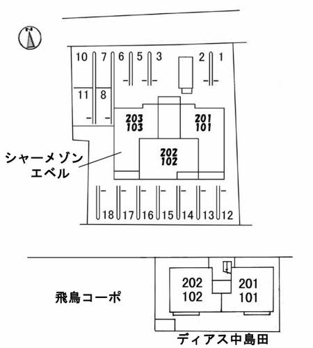 ディアス中島田の区画図