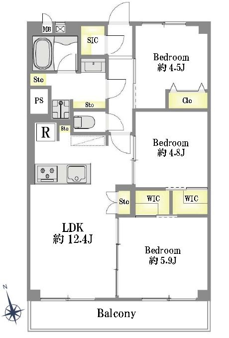 秀和清澄レジデンスの間取り|８階部分・南向きにつきまして日当たり・通風・眺望良好。新規リノベーションマンション。