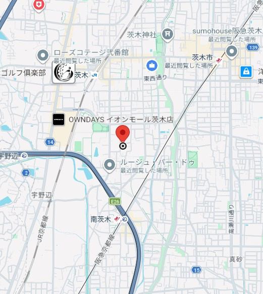 シャーメゾンフロイデ茨木中条の地図
