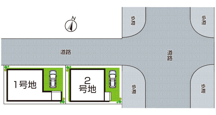 伊丹市野間　第1期　新築一戸建て　の区画図|全2区画