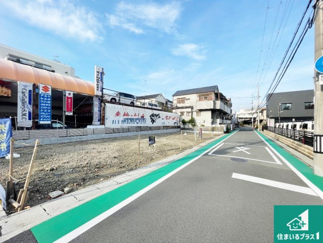 伊丹市野間　第1期　新築一戸建て　の前面道路含む現地写真|周辺は落ち着いた街並みの住宅地！子育てがしやすい住環境です！まだ未完成ですが、現地でしかわからない事もございます。是非一度ご覧ください。