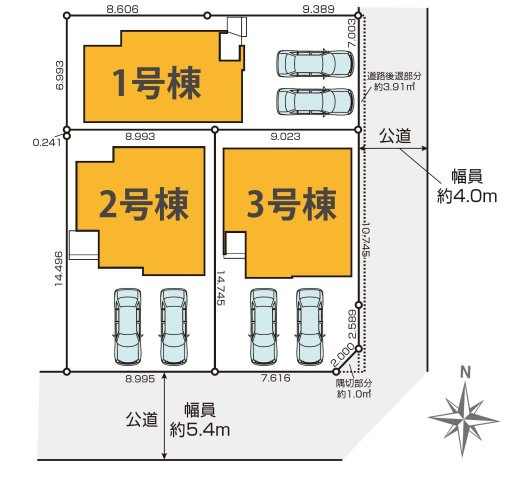 小平市学園東町3丁目　西武多摩湖線　一橋学園駅　新築戸建の区画図