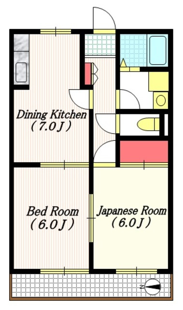 ラヴィ梶ヶ谷の間取り|ゆとりの２ＤＫ　振り分けタイプ