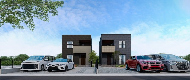 タマタウン代陽小東　2号地の外観パース|ブラックをメインにした高級感のある外観デザイン
