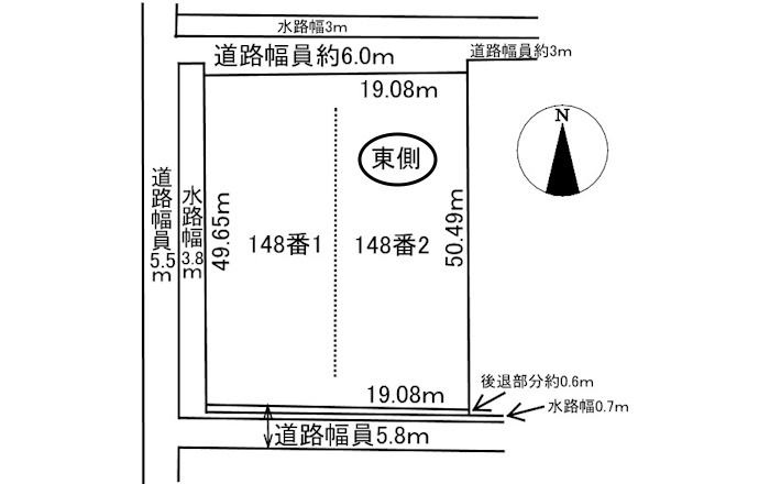 土地　福富天神前　東側の区画図