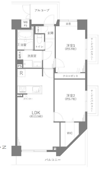 マノー大宮の間取り|【2LDK＋WIC：59.52㎡】【玄関アルコープ：4.17㎡】◆2026年9月新規リノベーション完成予定
さいたま市周辺の即日内覧・資料・ご相談も可能です！お気軽にご連絡ください！