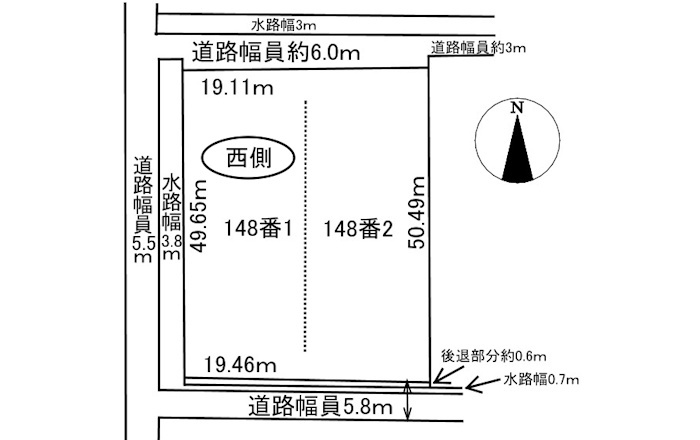 土地　福富天神前　西側の土地図