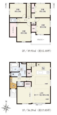 小平市学園東町3丁目　西武多摩湖線　一橋学園駅　新築戸建の間取り