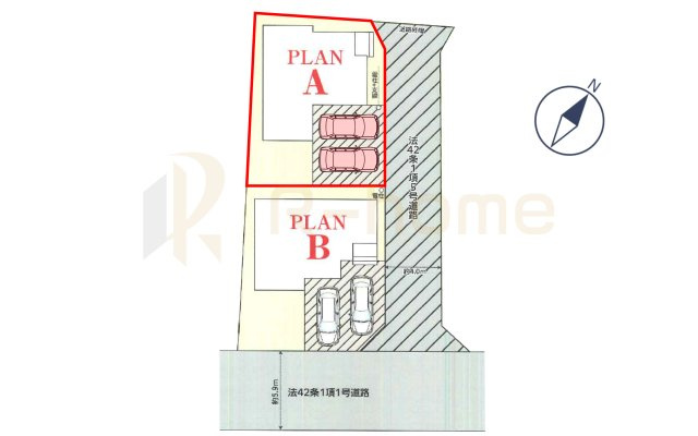 つくば市花畑3丁目　新築戸建て　A号棟の区画図|大きなお買い物だからこそ、メリット・デメリットを伝えさせて頂きます。
R-homeにお任せください♪