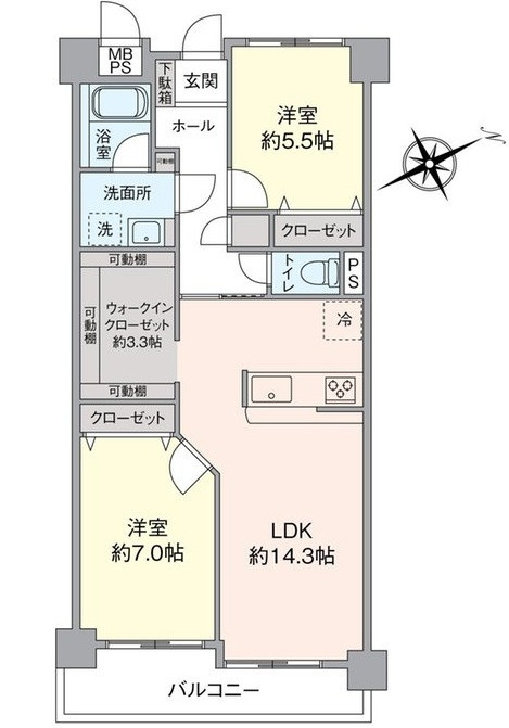 ライオンズマンション牛田東の間取り