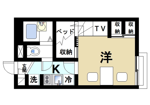 レオパレスシュークル　大和桜井の間取り|ワンルームの間取りです