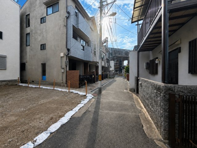 東住吉区北田辺5丁目の前面道路含む現地写真|敷地の形状や接道状況など、現地で実際の広さをご確認いただけます。