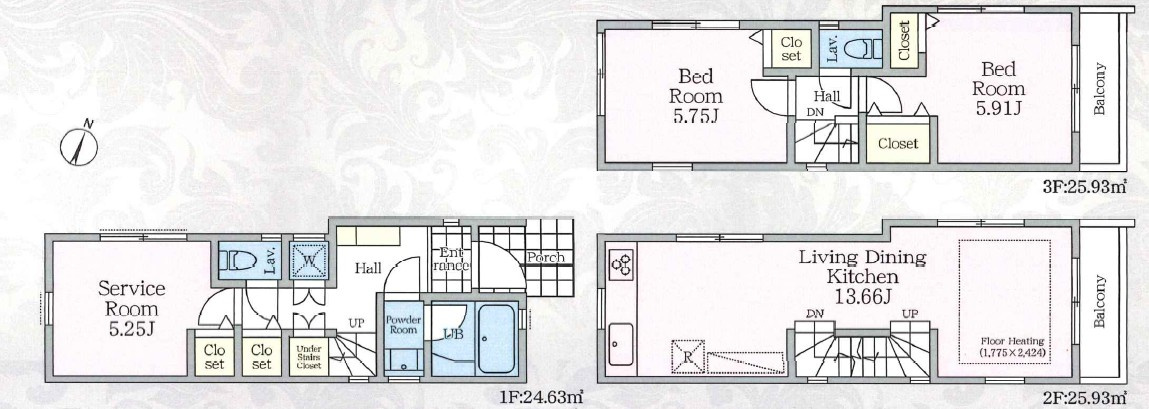 大田区大森南4丁目　新築戸建　全2棟の間取り|A号棟間取り図

現地ご見学希望・資料請求などお気軽にお問い合わせ下さい！
03-5990-5201