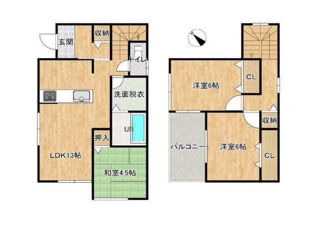 朝霧町１丁目　中古戸建ての間取り