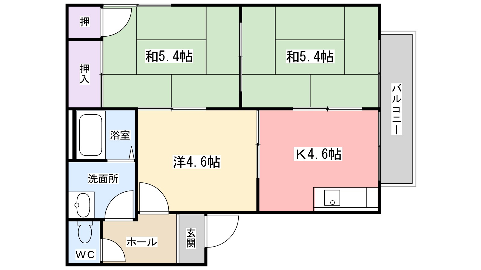 ツイン・ベルの間取り|2階の角部屋です