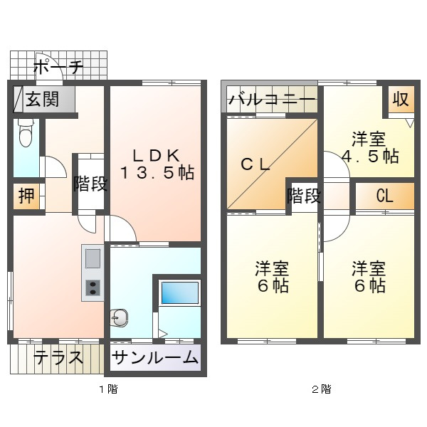 離宮前町2丁目貸家の間取り
