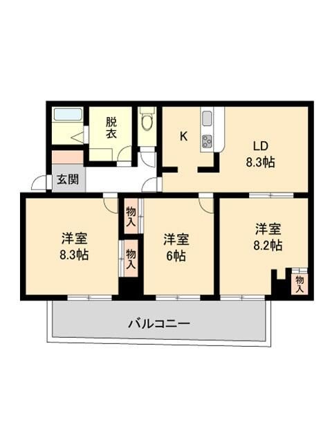 東大和市向原６丁目の賃貸マンションの間取り
