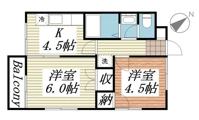 流山市西松ケ丘１丁目のアパートの間取り