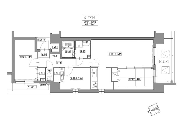 大阪市東淀川区東淡路５丁目の賃貸マンションの間取り