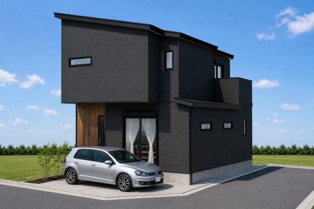 四ノ宮垣ノ内町　Bプランの外観パース|【外観：パース】
※本パース図はイメージの為、実際の仕上がりとは多少異なる場合がございます。（新築参考Bプラン面積87.08㎡、建物価格1698万円）