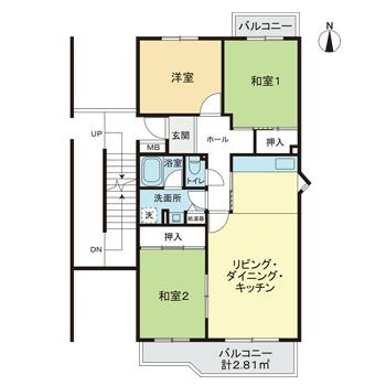 グリーンメゾン貝取－２、第２－１３号棟の間取り