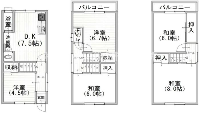 吉田3丁目中古戸建の間取り|全居室収納付きで便利な間取りです！