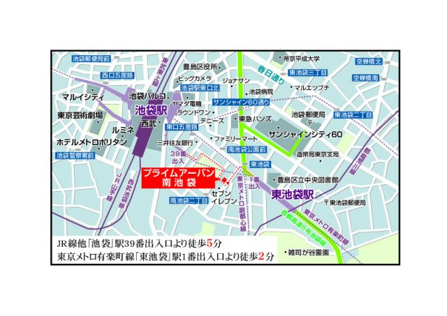 プライムアーバン南池袋の地図