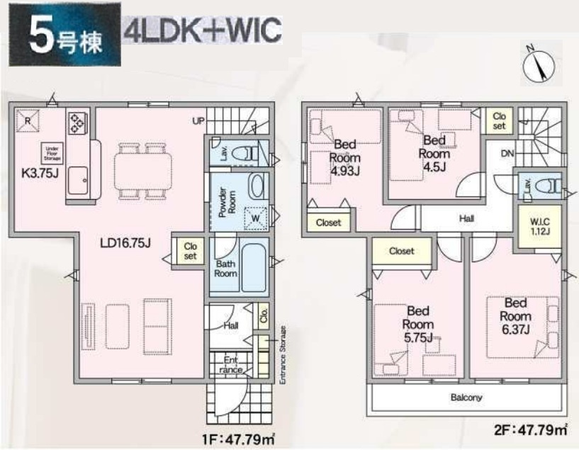 松戸市六実５丁目新築戸建（六実第12）の間取り|5号棟：4LDK