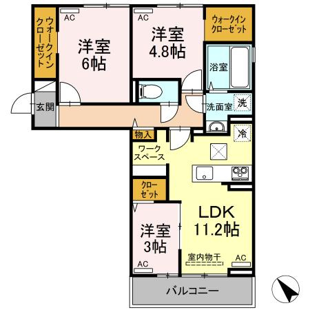 ラ・トゥール山城西　Ｂの間取り