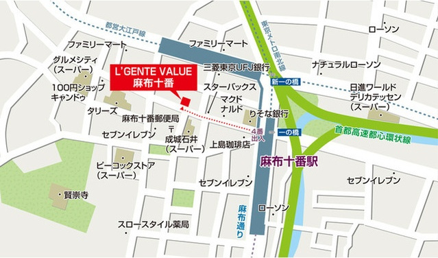 【地図】L'GENTEVALU麻布十番