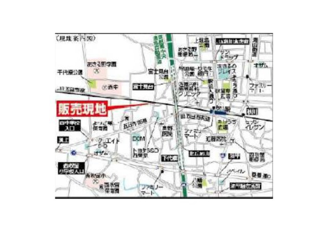 あきる野市上代継全6棟の地図|秋川駅まで徒歩9分、北に行けばお店がたくさんある地域です。
日常生活には困りません。