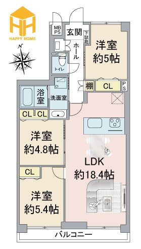 西宮東パーク・マンションの間取り|※現況と図面が異なる場合現況を優先いたします。