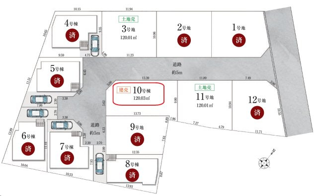 東村山市栄町3丁目・全12棟　新築一戸建　10号棟の区画図|【全12棟・10号棟】駐車1台可能です。