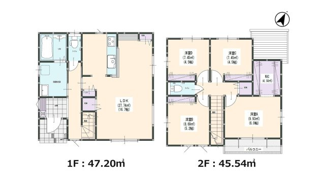 福岡市博多区麦野1丁目第1-4棟（4号棟）の間取り|全居室収納付きで便利です。