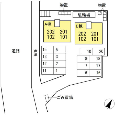 ラフィネ速谷 A棟の区画図