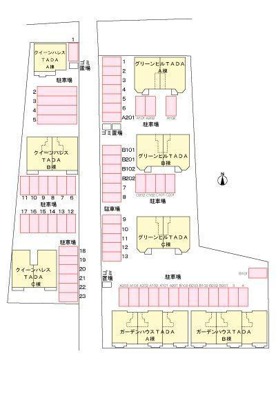 クィーンパレスＴＡＤＡ．Ｃ棟の駐車場