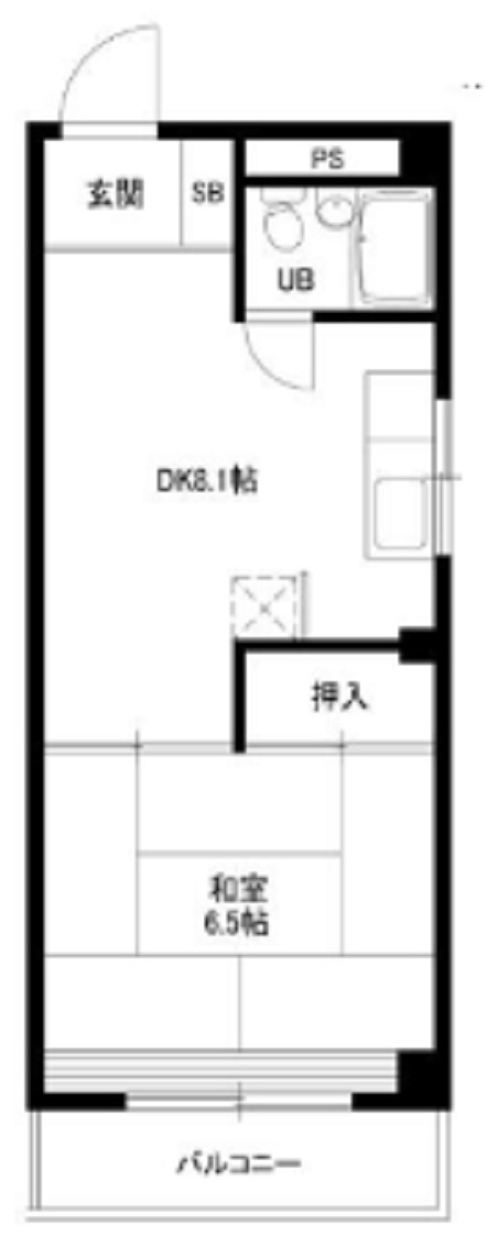 池上ネオハイムの間取り|角部屋の1DK
