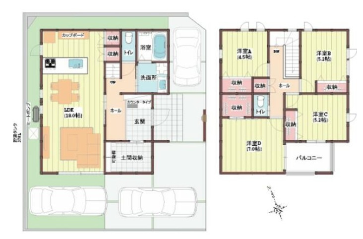 姫路市飾磨区構１丁目の中古一戸建の間取り