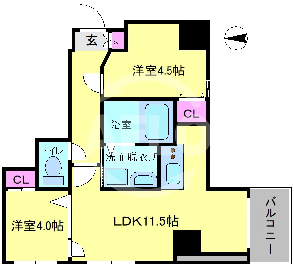Imperial Suite 南堀江の間取り|Imperial Suite 南堀江（インペリアルスイート南堀江）間取り