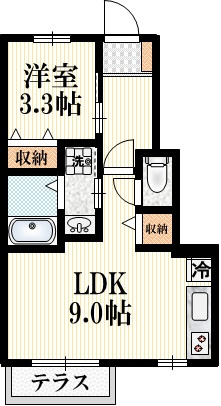 カーサ都立家政の間取り|★振分タイプの１ＬＤＫ★
