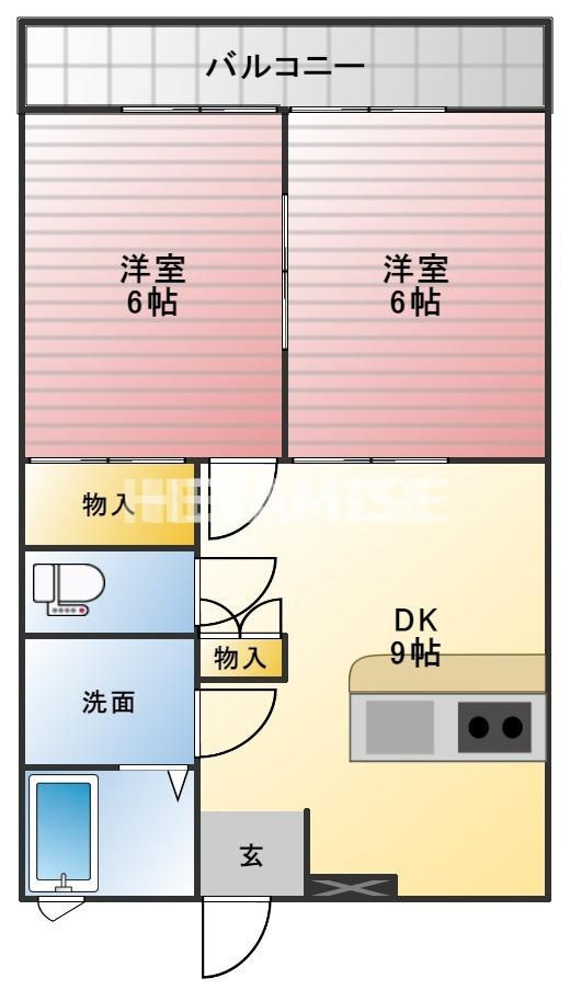 コーポラスたさき9の間取り|※反転タイプの場合有り