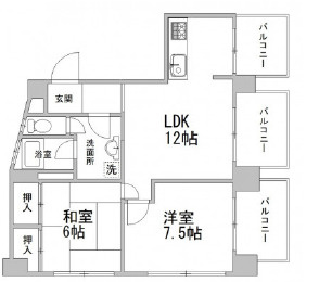神戸市灘区水道筋１丁目の賃貸マンションの間取り
