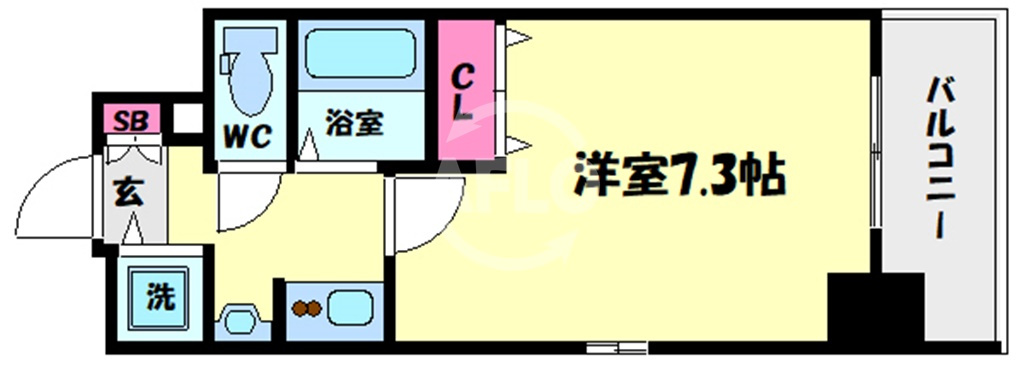 アーバンフラッツ難波東の間取り|La Douceur難波東（ラドゥセール難波東）　開放感ある間取