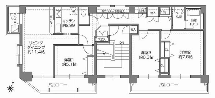 コモダス千歳烏山の間取り|間取り図