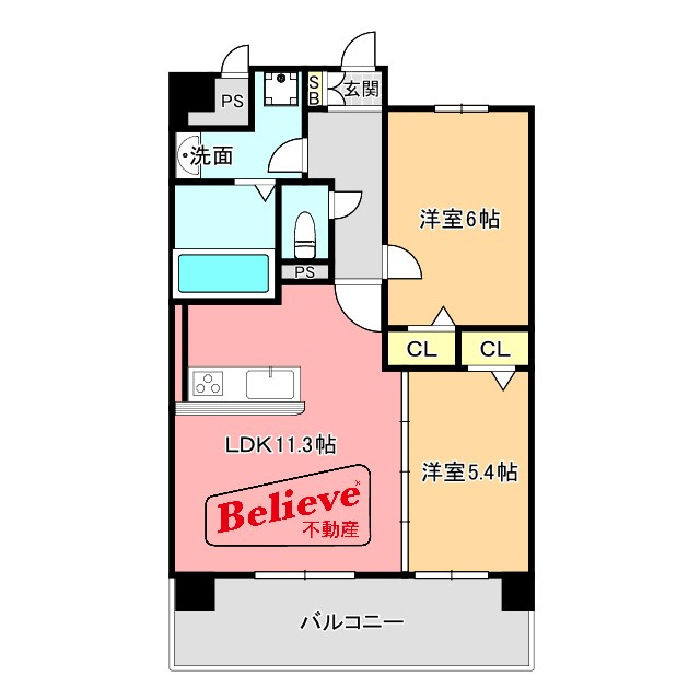 ムーンリバー久留米駅南の間取り|使い勝手の良い間取りです♪