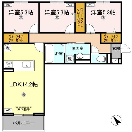 サンセール問屋町Ⅱの間取り