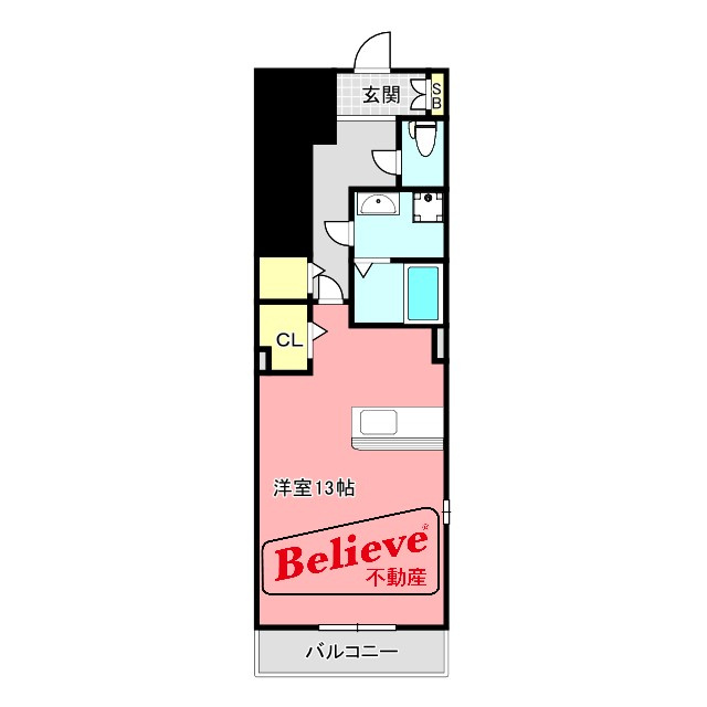 ケイズヴィラの間取り|洋室広々13帖♪