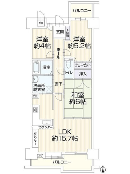 【間取り】 | ジェイハイム東浜松 中古マンション | 効率的かつ暮らしのことをしっかり考えた間取りです
